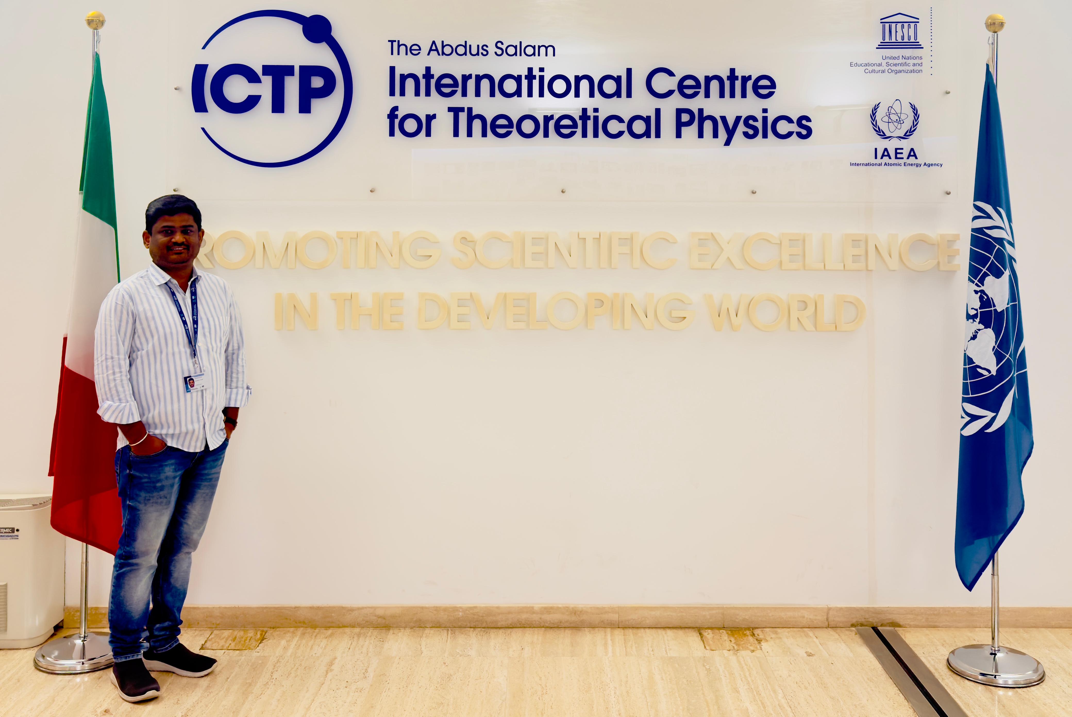 Dr. A. Saravana Kumar @ International Centre for Theoretical Physics (ICTP), a UNESCO Institution in Italy, to pursue research and take part in the School on Medical Physics for Radiotherapy Practices